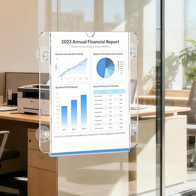 Acrylic Sign Holder 8.5 x 11, 4 Packs Flyer Holder for Business, Clear Sign Holder with Suction Cups for Menu, Notice, Frames Glass Door Window Display Stand for Store, Restaurant, Office