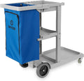 Dryser Commercial Janitorial Cleaning Cart on Wheels - Housekeeping Caddy with Shelves and Vinyl Bag