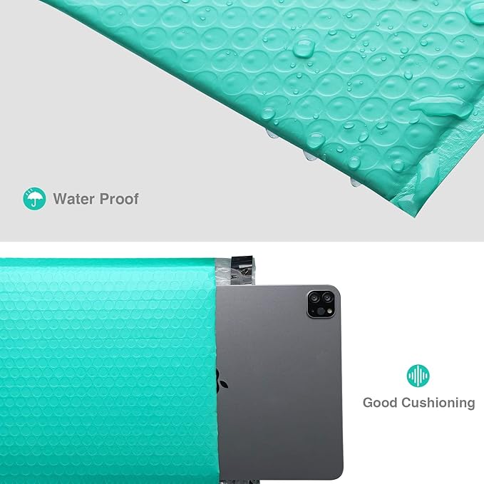 GSSUSA Teal Bubble Mailers 8.5X12 Inches 500 Pack, Padded Poly Bubble Mailer, Large padded Envelopes Strong Adhesion Bubble Envelopes,Self-Seal Mailing Envelopes for Small Business,Package Supplies