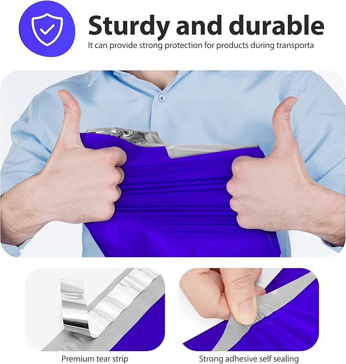 Fuxury 500 Pcs Poly Mailers 14.5x19 Inch, Bulk Shipping Bags for Clothing, Strong Adhesive Shipping Envelopes for Small Business Suppliers,Waterproof Mailers Poly Bags Mailing Envelopes Blue