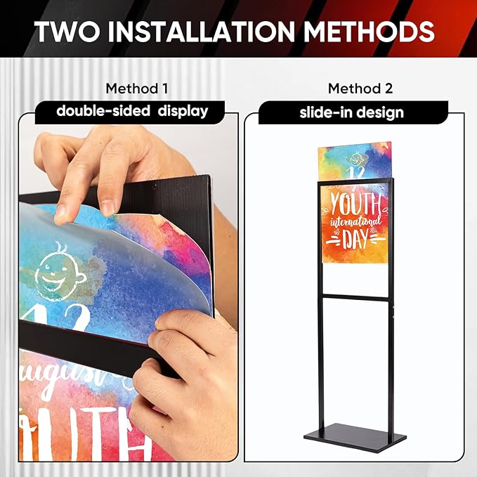 Sign Holder Stand, heavy Duty Pedestal poster for display,18×24 inch slide-in double sided banner poster floor sign holder for indoor Display (18×24)