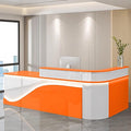 Modern Reception Desk – Front Desk, Reception Counter for Office, Checkout Counter, LED Lighting, Storage, Soft Close Drawers, Custom Logo, Fully Assembled (P,68IN)