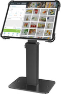 AboveTEK Anti-Theft iPad Kiosk Stand, 360 Rotation & Adj. Height 8.3"–13.4", Heavy-Duty Steel & Aluminum, Fits 9.7"-13" Tablets, Security Retail POS Tablet Stand for Business & Commercial Use