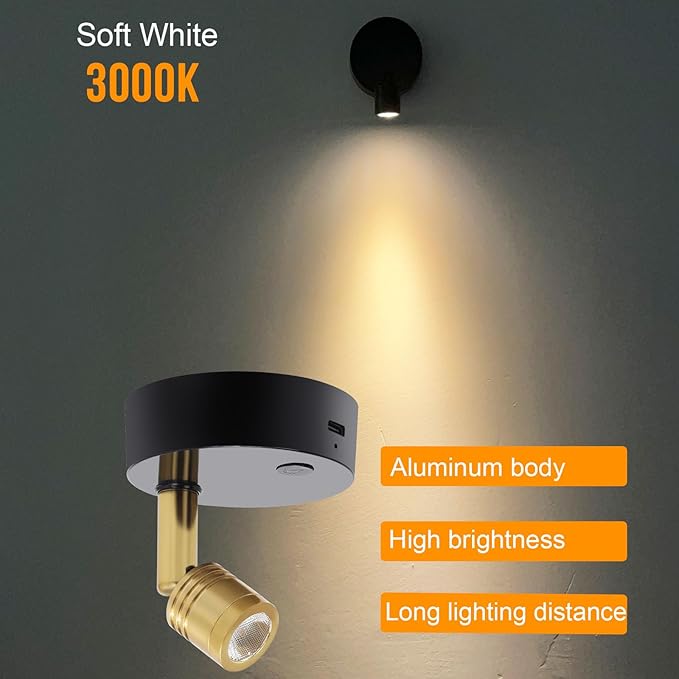 Wireless Rechargeable LED Spotlight Battery Powered Picture Lights Indoor Spot Lights Puck Lights with Remote for Wall Art Display Dartboard Painting Artwork Accent Closet (Gold-3000K)
