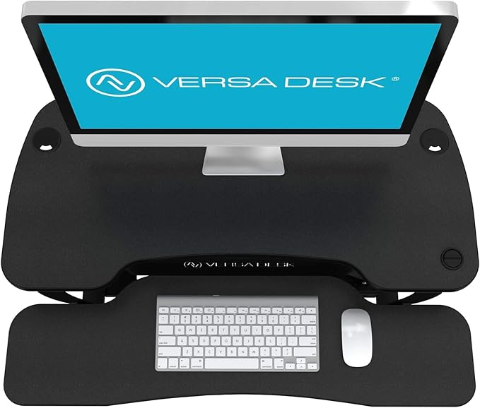 VERSADESK® PowerPro™ 36” x 24” Standing Desk Converter | 7.75” - 23.5” Electric Height Adjustable Sit to Stand Desk Riser w/Keyboard Tray & USB Hub - Ergonomic Workstation for Home & Office, Black