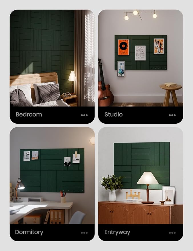 Large Felt Bulletin Board 36"x24" Cork Board Alternative - 6 Pack with 40 Safe Removable Adhesive Tabs, Cork Boards for Walls Cork Board for Home Office Classroom Pin Board- Pine Green