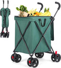 27 Gal/180 LBS Capacity Shopping Cart, Upgrade Huge Grocery Cart on Wheels,Heavy Duty Foldable Utility 360° Rolling Swivel Wheels for Shopping Picnic Groceries Laundry (Dark Green)