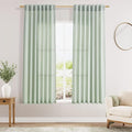 Aqua Green Linen Curtains 63 Inches Long 2 Panel Sets for Living Room Bedroom Rod Pocket Back Tab Light Filtering Drape for Kitchen Window Short Protect Privacy Curtain Modern Farmhouse Decor 52x63