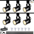 Black LED Track Lighting Heads Kit, 6-Lights Dimmable GU10 Track Lights with 6.56FT(3.28 * 2) H Type Track Light Rails, 10W 4000K Warm Light Indoor Ceiling Spotlight Fixture Replaceable GU10 Bulb