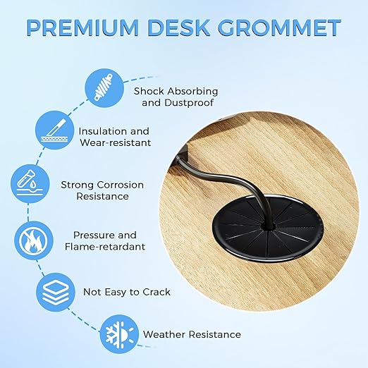 12 Pcs Cable Grommet, Snap Bushing 1-3/16" (30 mm) Mounting Diameter, Flexible Petal-Shaped Buckle Round Nylon Desk Grommet for Wires Through Countertop Cord Organizer and Protection, Black