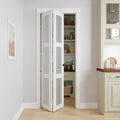 Bifold Doors for 30" x 80-3/4" Opening, 3-lite Tempered Frosted Glass Closet Folding Doors with Hardware kit Included, Easy Assembly, White