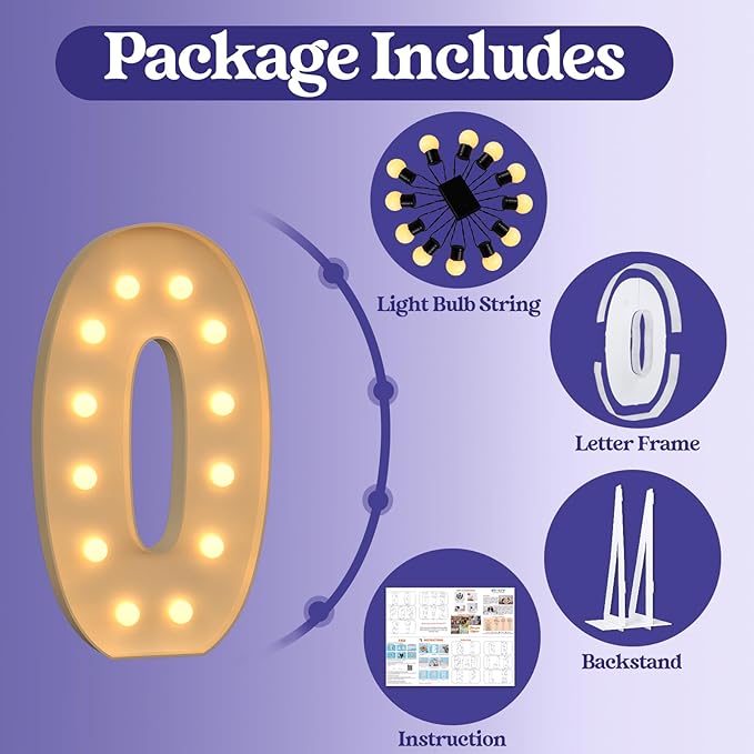 Marquee Letters 4 Feet Tall, 4FT Large Light up Letters O, Big Sign O with Warm White Light for Birthday HOCO Wedding Proposal Engagement Graduation Party Backdrop Decorations