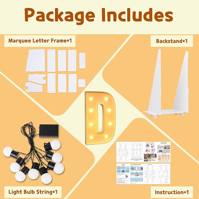 imprsv 3FT Marquee Letters, Mosaic Light Up Letters for Birthday Baby Shower Wedding Engagement Party Backdrop Decor, Large Marquee D for Party Decorations