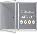 SWANCROWN Enclosed Bulletin Board 36x24 in, Tamperproof Lockable Grey Felt Board Wall Display Case for Office School Commerce, Aluminum Frame, Pack of 2