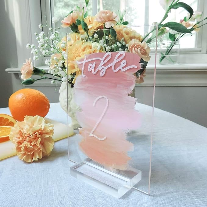 UNIQOOO 4" Clear Acrylic Stand | 6 Pack 3mm Slot Wedding Sign Holders, Perfect for Wedding, Table Number, Exhibition, Office, Restaurant, Business