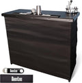 PartyLife Premium Portable Bar Table w/Folding Legs, Black Fabric Bar Skirt, 2 Storage Shelves & 2 Carrying Bags | Commercial Grade | Strong & Sturdy - Black