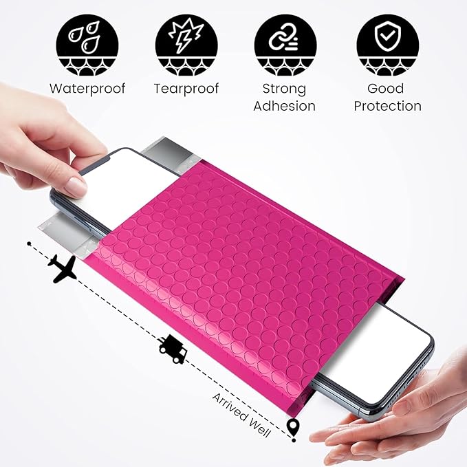 Fuxury Bubble Mailers 4x8" Pink Padded Envelopes 19200 Pack Bulk Strong Adhesion Full Pallet of Padded Mailers Thick Bubble Envelopes for Small Business Mailing Small Items,Jewelry,Makeup