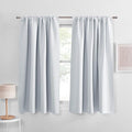 PONY DANCE 54 inch Length Curtains - Room Darkening Kitchen Solid Thermal Draperies Rod Pocket Short Panels Drapes for Bedroom Window Treatments, 52 W by 54 L, Greyish White, Set of 2