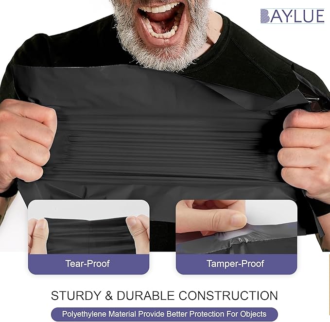 Black Large Poly Mailers 19x24 Inch | Strong Adhesive Self-Seal Mailer Bags | Tear, Tamper, Water Resistant Shipping Envelopes | Thick Strong polymailer Bags XL Clothing Shipping Bags | 100 Pcs Bulk