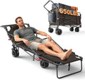 LEVELEVE Heavy Duty Folding Wagon - 2-in-1 Collapsible Cart, 650lb Capacity, All-Terrain Wheels w/Brakes & Side Pockets (Brown)
