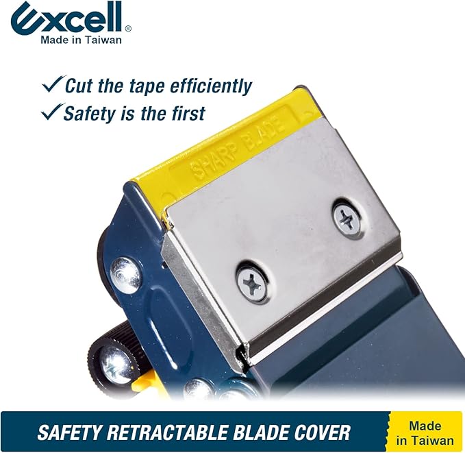 Excell ET-22686 Anti-Backflow Metal Packaging Tape Dispenser (2" Wide): Ideal for Packaging, Transportation, and Box Sealing. Includes Tape Gun and 1 roll of Tape. Durable Metal Construction.