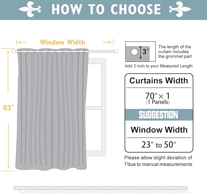 ChrisDowa Blackout Curtains 70 inches Wide for Bedroom - Extra Wide Grommet Thermal Insulated Room Darkening Curtains for Living Room (1 Panel, Black, 70 x 63 Inch)