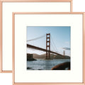 Frametory, 12x12 Metal Picture Frame with Mat for 8x8 Picture & Real Glass, Aluminum Photo Frame Collection (Rose Gold, 2 Pack)