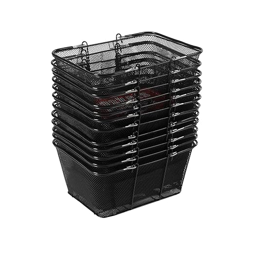 12PCS Wire Shopping Basket Set,Black Metal Shopping Basket with Handles,Portable Wire Mesh Shopping Basket Set for Stores Shopping