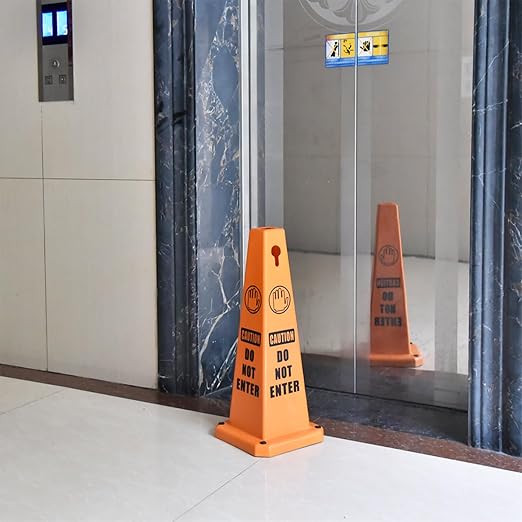 Plastic Traffic Cones, 4-Sided Message Cones, Road Safety Parking Cones, Standing Traffic Warning Signs for Cleaning Area, Garage, No Entry (4, Do Not Enter, Large)