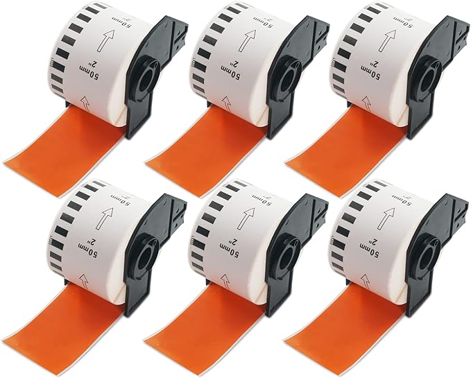 BETCKEY - Continuous Labels Replacement for Brother DK-2223 (1.9 in x 100 ft), Compatible with Brother QL Label Printers [6 Rolls/Continuous Labels, Orange]