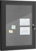 Mifuro 26"x20" Enclosed Bulletin Board, Outdoor Lockable Weather-Resistant Aluminum Cork Noticeboard for School & Office, Black Frame w/Grey Flet