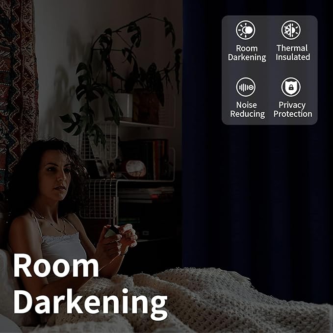 BGment Sliding Door Curtains for Living Room 1 Panel, Blackout Curtains 84 Inch Length Thermal Insulated and Soundproof Window Curtain Drapes for Bedroom, Navy Blue, Each Extra Wide Curtains 120 Inch