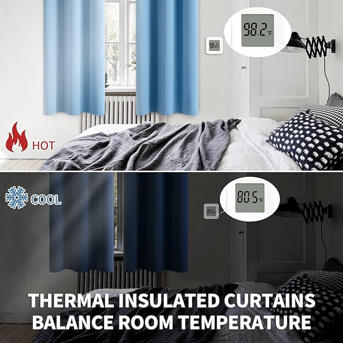 BGment Room Darkening Curtains 45 Inches Long - Grommet Thermal Insulated Drapes Window Treatment Curtains for Bedroom, 2 Panels, 38 x 45 Inch, Sky Blue