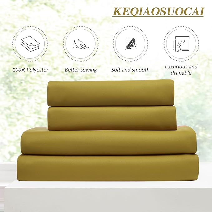KEQIAOSUOCAI Yellow Pinch Pleated Curtains 96 Inch Length 2 Panels Set Noise Cancelling Window Drapes for Nursery Bedroom Living Room 40x96