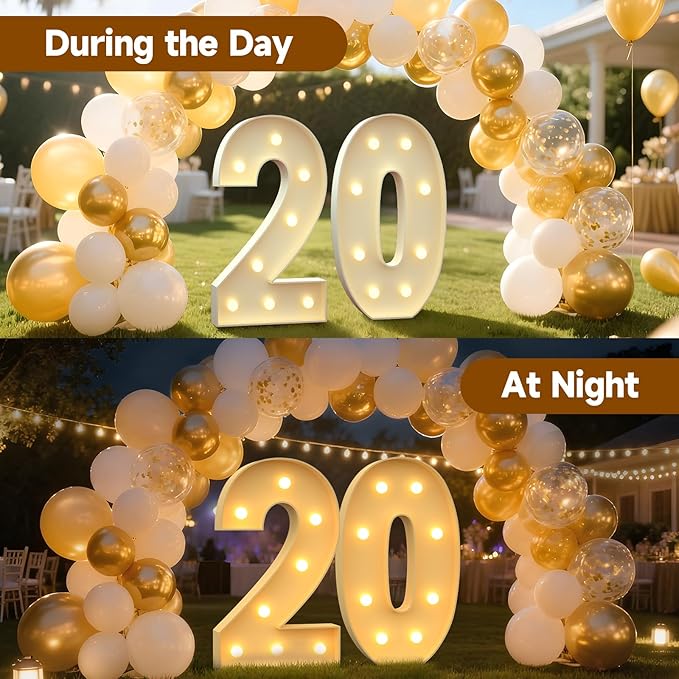 Mixifox 3FT Marquee Numbers 20, Large Light up Number 20 for Birthday Party Supplies, Sign, Backdrop, Happy 20th Birthday Decorations for 20 Years Old Women Men
