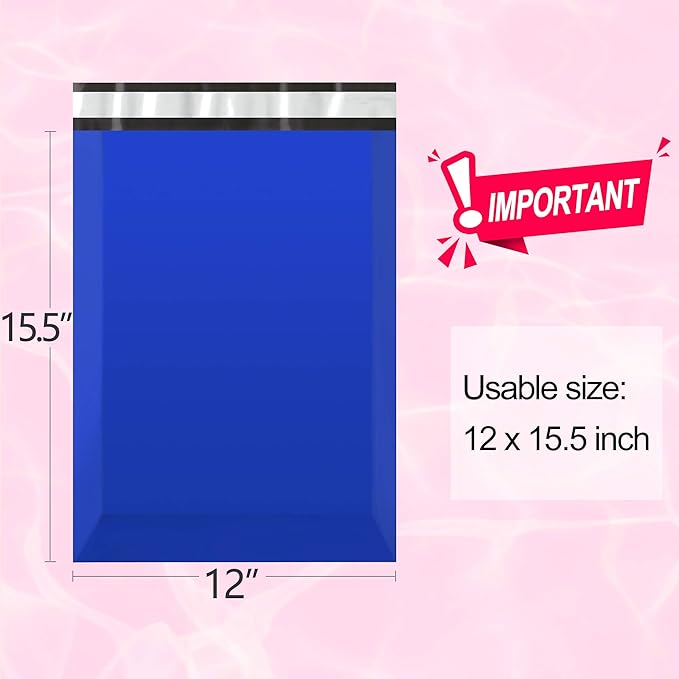 Famagic 200pcs Poly Mailers 12x15.5 Inch Shipping Bags Dark Blue Shipping Envelopes Self Seal Mailers Bags Waterproof and Tear-Proof Packaging Bags