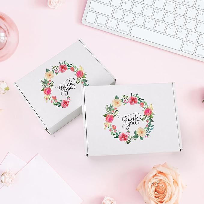 RLAVBL 9x6.5x2 Inches Shipping Boxes Set of 30, White Small Corrugated Cardboard Box, Mailer Boxes for Packing Small Business