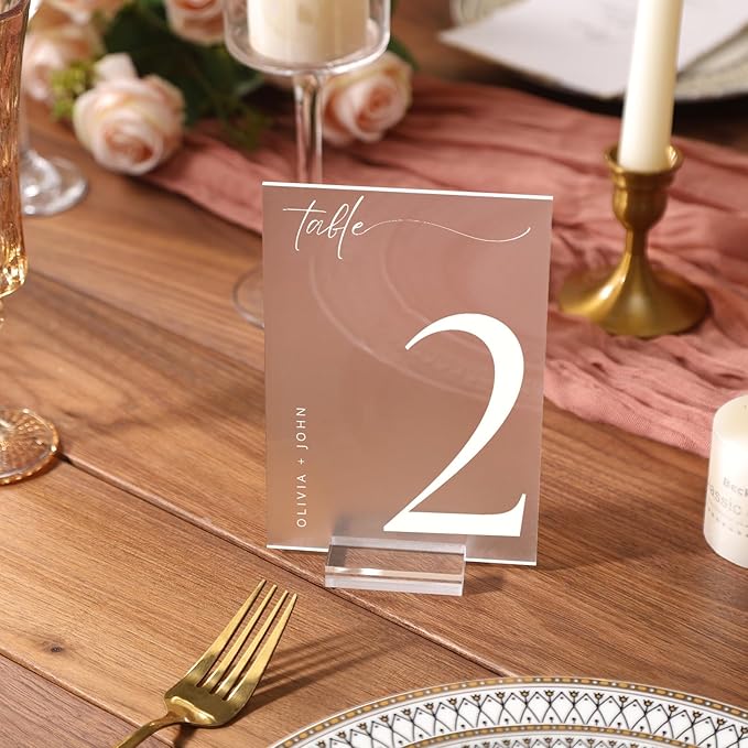 UNIQOOO 2" Clear Acrylic Stand | 10 Pack 2.8mm Slot Wedding Sign Holders, Perfect for Wedding, Table Number, Exhibition, Office, Restaurant, Business