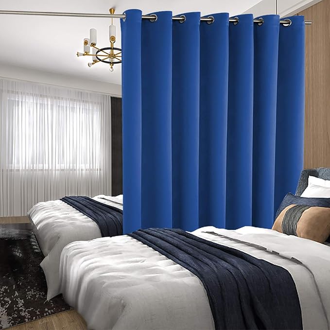 BGment Royal Blue Sliding Door Curtain 96 Inch Long - Wide Room Darkening Room Divider Curtain for Bedroom Privacy Themral Insulated Grommet Room Separator Drape, 1 Panel, 100 X 96