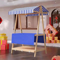Movable Stall Display Stand, Foldable Vending Stand Kiosk Display Trolley with Canopy, Portable Food Cart, for Selling Snacks/Sweets/Toys, Multiple Colors(Blue B,140 * 190cm)