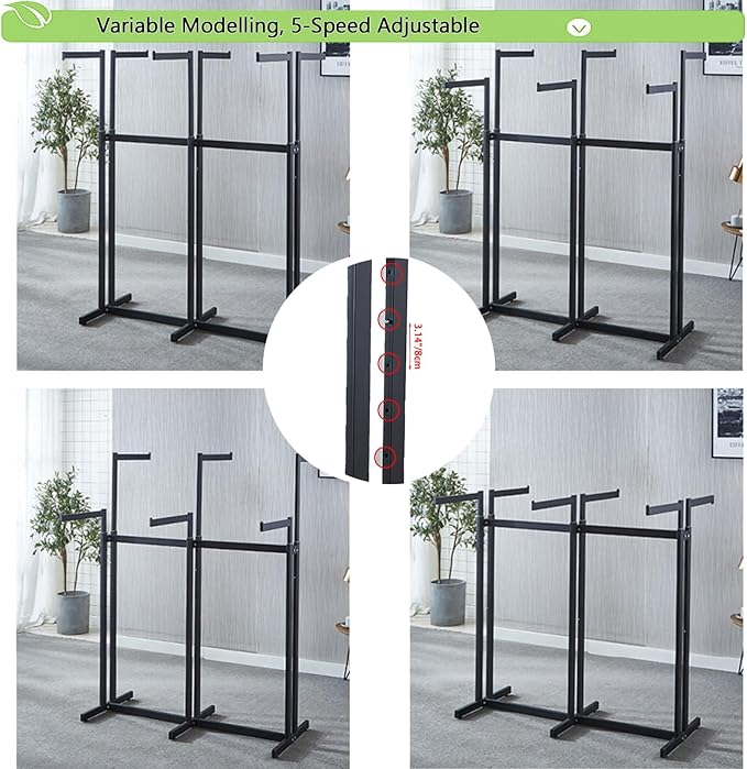 Floor Standing Metal Garment Rack - Heavy Retail Display Racks With Wheels, 6 Arms Clothing Rack, Square Tubing Portable Shirt Racks, Merchandise Display For Hanging Clothes (Gold)