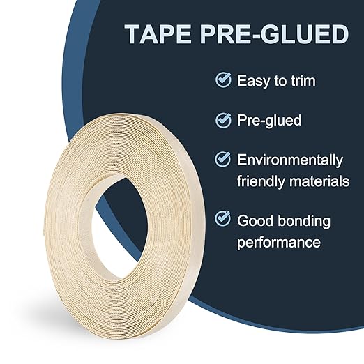 PATIKIL Birch Edge Banding, 1/2 in x 49.2 ft Wood Veneer Tape, Pre-glued Flexible