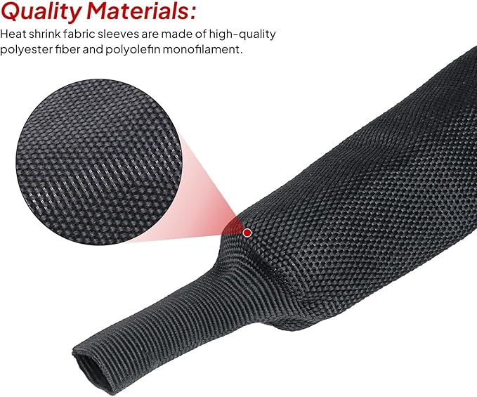1" - 18 feet Braided Cable Management Sleeve 2 in 1 Heat Shrink Fabric Tube Wrap Organizer Cover Cable/Wire/Harness/Hose Sleeving