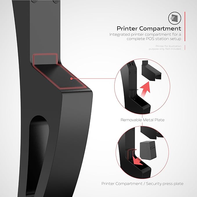 CTA Sleek Floor Stand Kiosk for Monitors – Sleek Floor Kiosk Stand with Printer Slot for Monitors 15" to 32" up to 60lbs - for Check-in Stations & POS Stations & More - Black (ADD-LDSLEEK)