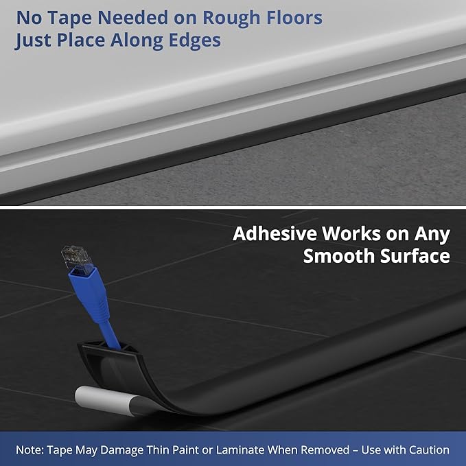 ZhiYo 3.6ft Cord Covers for Wires on Floor, Gray Cord Hider Floor Hide Extension Cords, Soft PVC Cable Cover Cable Protector, Wire Cavity W0.62in H0.31in, Grey