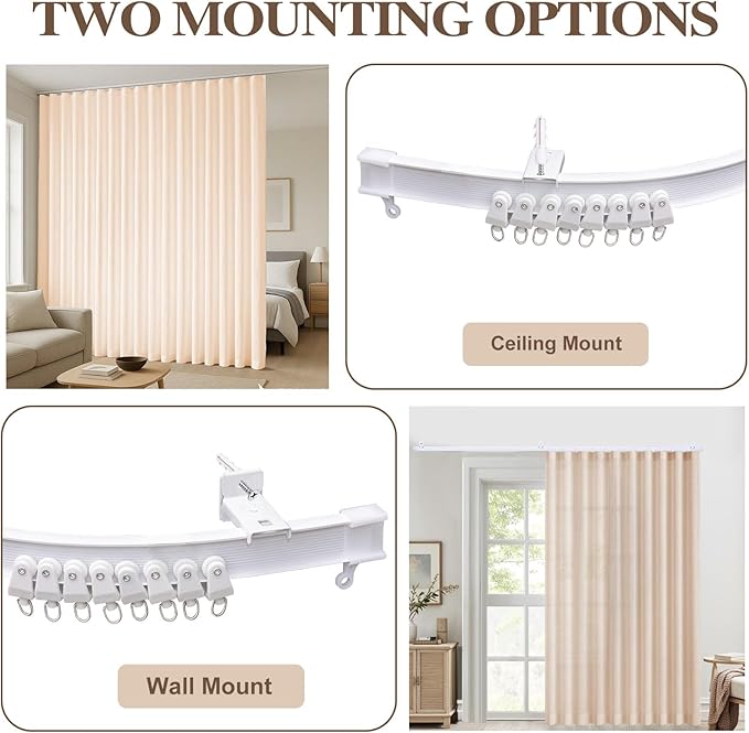 Faux Linen Semi Sheer 1 Panel Room Divider Curtain with Flexible Tracks, Extra Wide Light Filtering Privacy Curtains for Patio Sliding Glass Door, Room Divider Drapes for Living Room, Beige, W100xL84