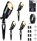 Low Voltage Spotlight Kit, with 4 Pack Black LED Landscape Lighting and 100W Transformer and 100FT Cable and 20 Wire Connectors, Outdoor 12V Waterproof Aluminum Uplight for Tree Yard Garden