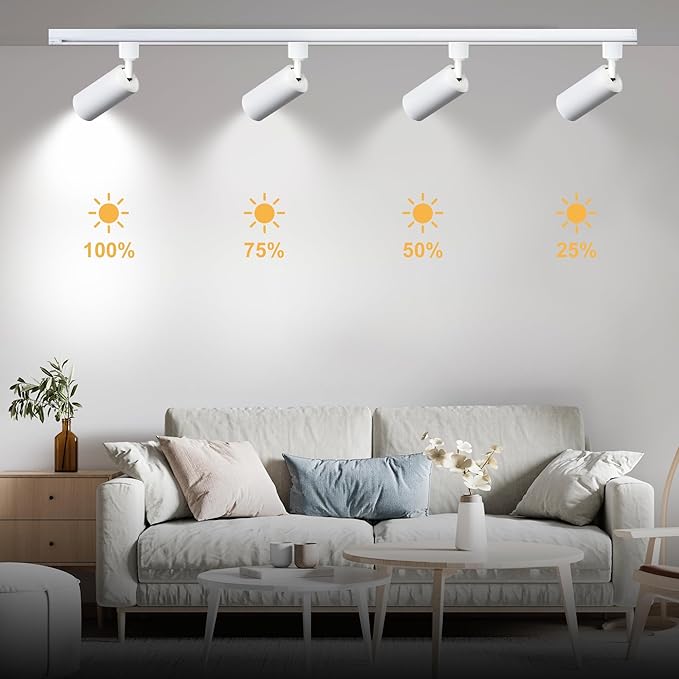 Dimmable LED GU10 White Track Lighting Kit with Replaceable GU10 Bulbs,24-Pack All-in-One Plug in 3CCT Ceiling Spotlights with 26FT Track Rails, Accent Lighting for Home, Store, Moblie Cart and Office