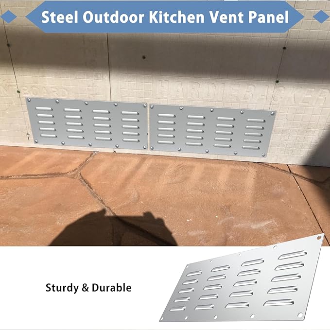 4 Pack Stainless Steel Venting Panel for Grill Accessory Stainless Steel Vent Cover Grill Vent for Masonry Fire Pits Outdoor Kitchen Vent, 15" by 6-1/2"