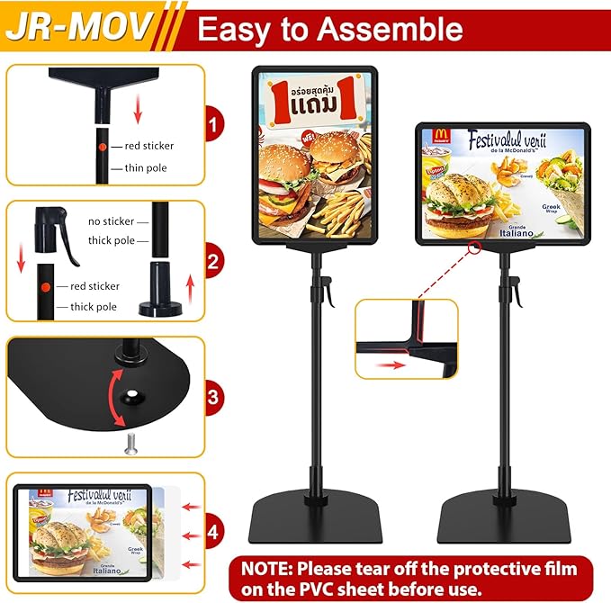Sign Stand Holder for Table, Adjustable Floor Standing Sign Holders 8.5 x 11 for Display Vertical Horizontal View, Double-Sided Tabletop Poster Stand for Retail Event Advertising, 4 Pack